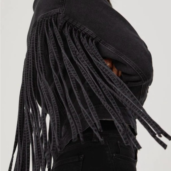 NWT MAVI Fringe Black Denim Jacket - Picture 2 of 10